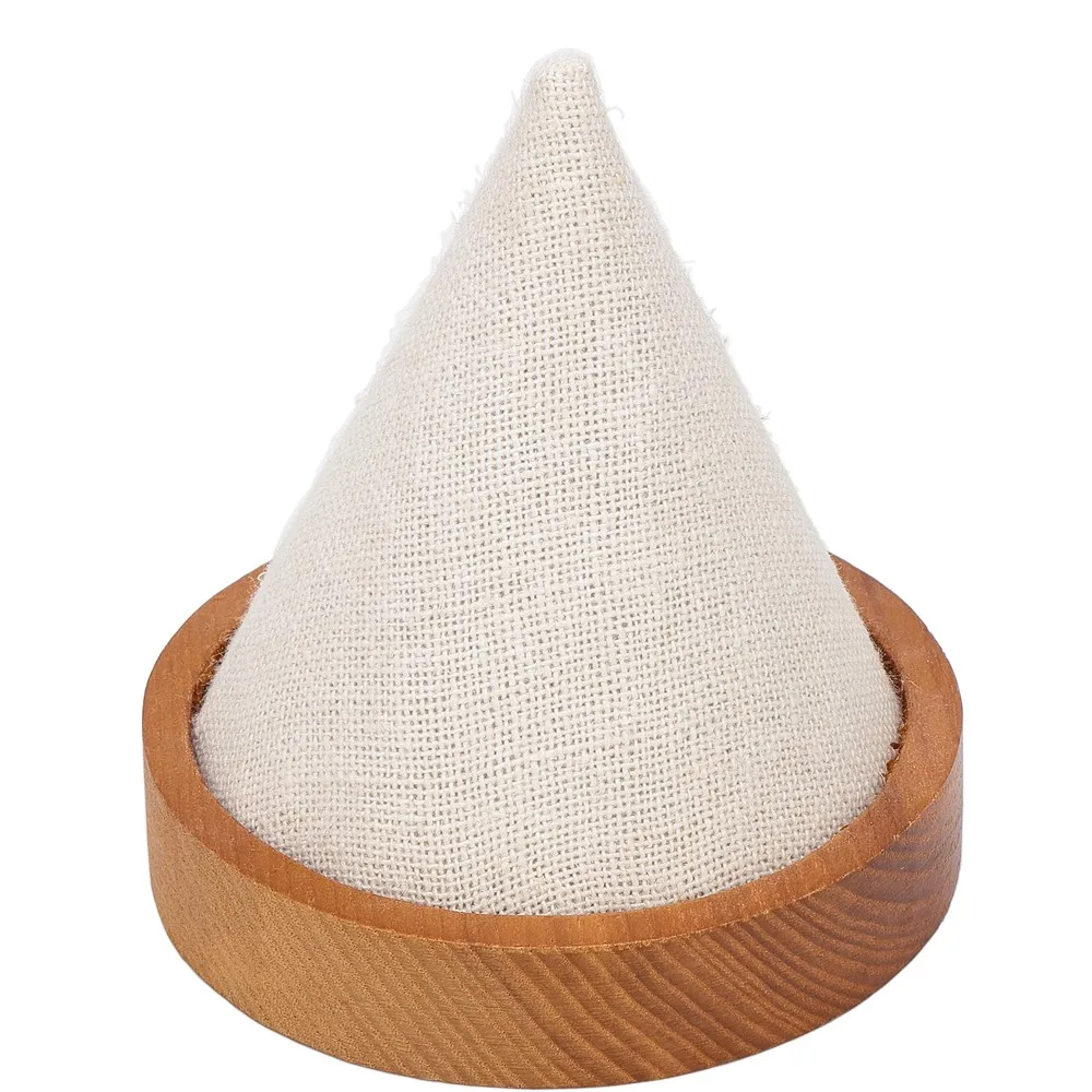 2022 Luxury store showcase Factory Customized Wood Jewelry Rings bracelet Display Stand of Cone Design