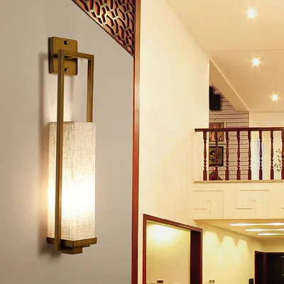 classic wall light for aisle corridor lamp creative retro iron hotel cloth cover wall lamp