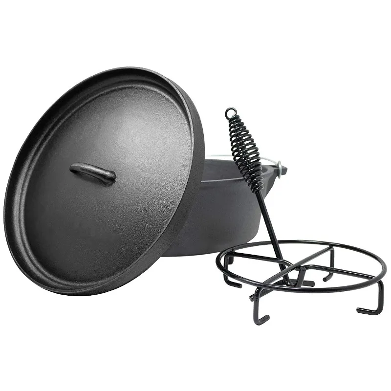 Pre seasoned outdoor camping pot three leg camping Dutch oven