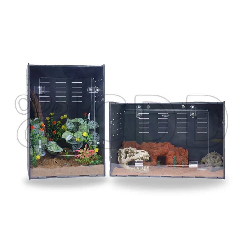 wholesale pvc reptile enclosure terrarium  cage for lizard python bearded dragon gecko feeding support customized size pvc cages