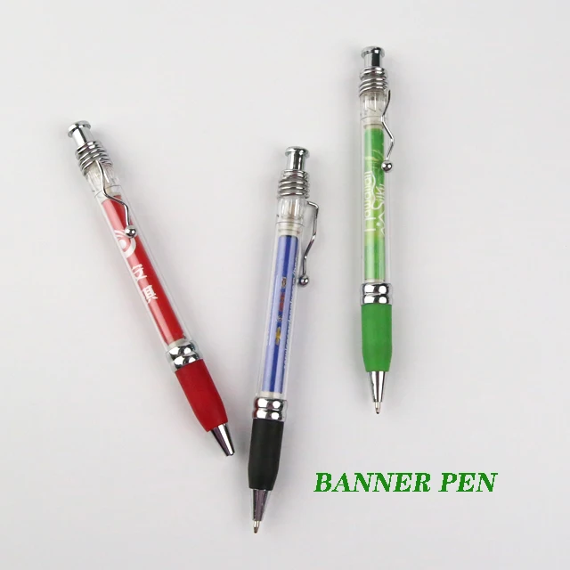 
Metal Wire Clip Soft Grip Ballpoint Pen with Banner Pen Flag with Printing Paper 