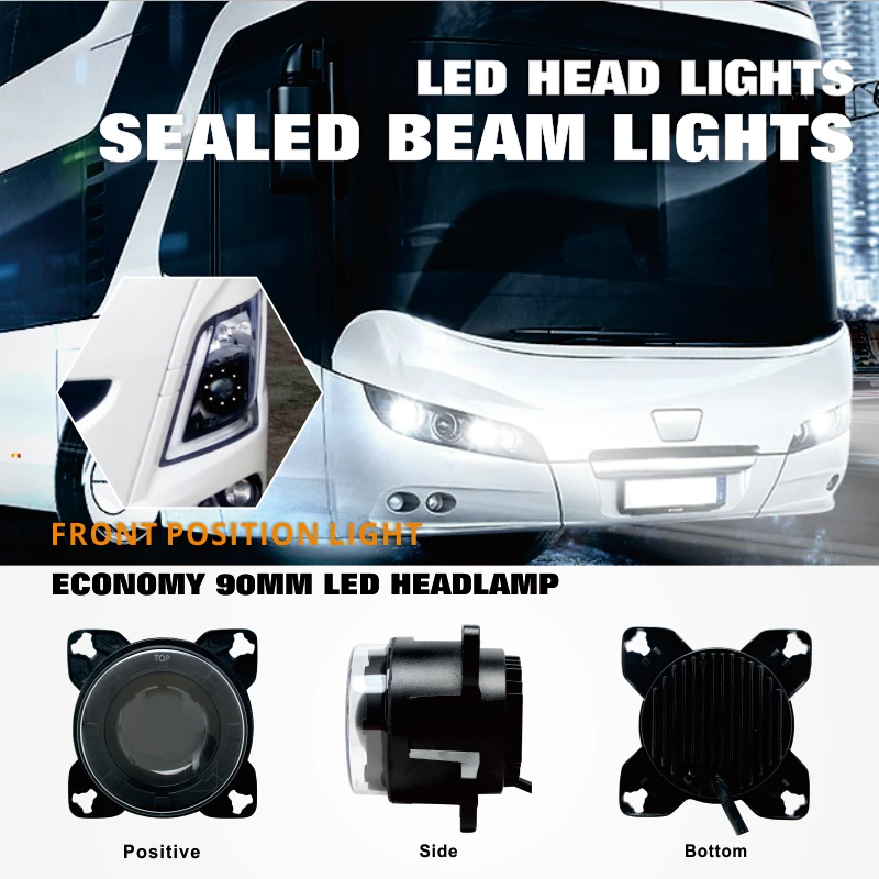 Tuff Plus 90 мм светодиодные фары, круглая светодиодная фара 12 В, круглая светодиодная фара с парковочным светом для сельскохозяйственного трактора