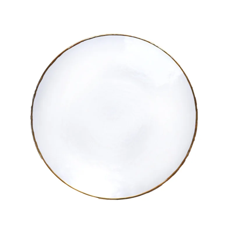 Wholesale Luxury 6 8 10 12 Inch Gold Rim Bowl Crystal Glass Charger Plates Set for Hotel Wedding