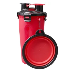 Portable Pet Water Food plastic Bottle Double Hook Silicone Folding bowl outdoor Dog Cat trvel Feeder Cups