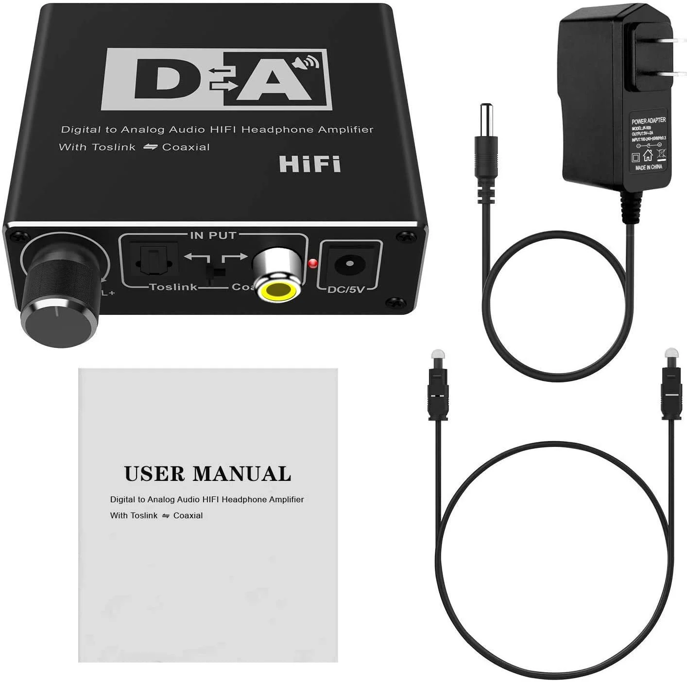 DAC Audio Converter Hifi Headphone Amplifier Optical Digital Stereo Audio SPDIF Toslink Coaxial Signal to Analog Converter Black