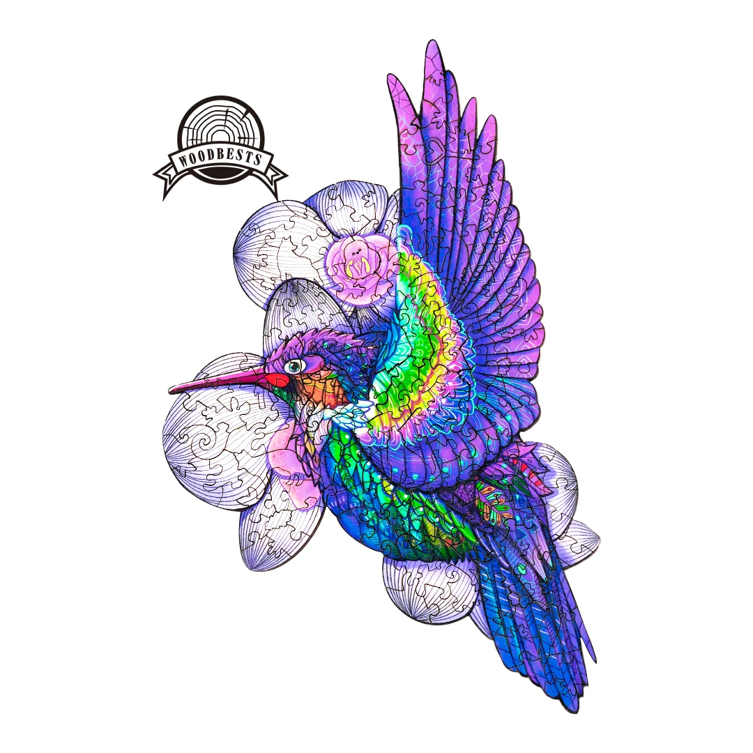 Woodbests hot selling FREE HUMMINGBIRD jigsaw puzzles animal wooden puzzle for adults & kids