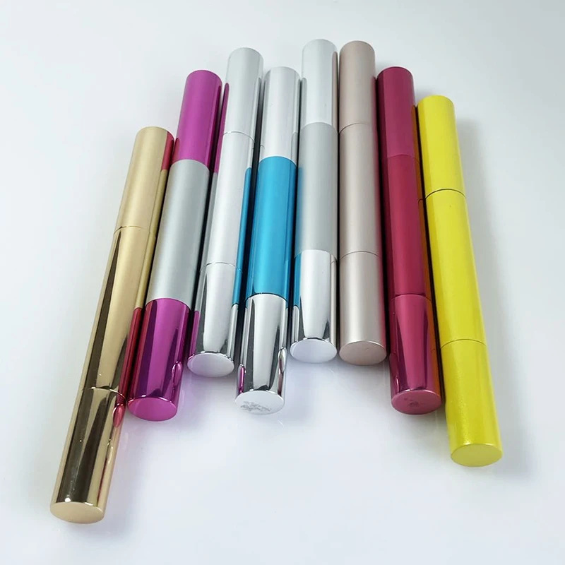 2ml 4ml Empty Aluminum Cosmetic Gold Twist Pen Lip Gloss Tubes With Brush Applicator