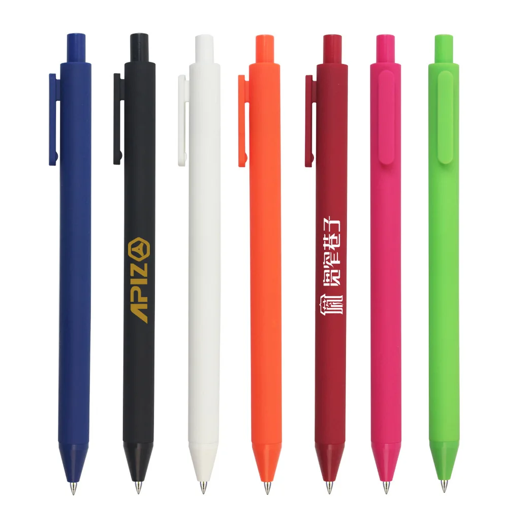 Hot sales promotion cheap price colored plastic gel pen rubberized pens