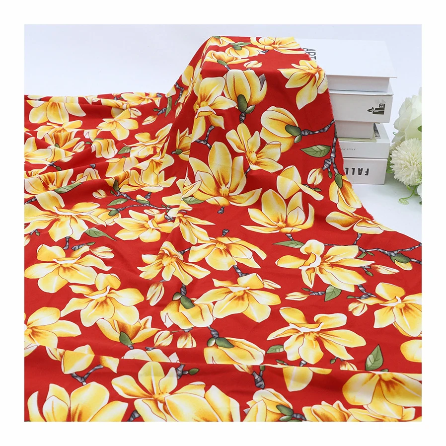 105-110gsm 95% polyester 5% spandex 100D 75D polyester stretch floral printed fabric four way stretch fabric for shirts