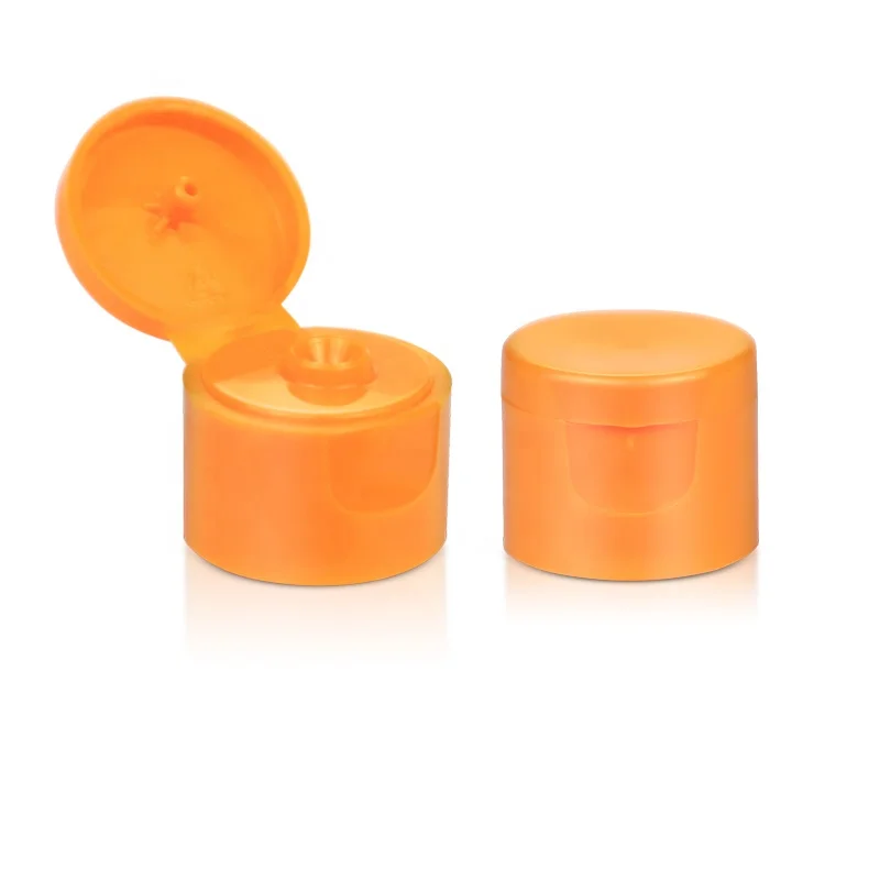 20/410 Plastic Bottle Flip Top Cap Custom Orange Color Flip Top Cap
