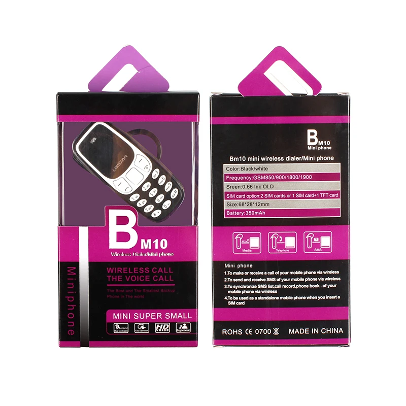  Мобильный телефон BM10 mini Dialer гарнитура с двумя SIM-картами миниатюрные мобильные наушники многоязычным текстом