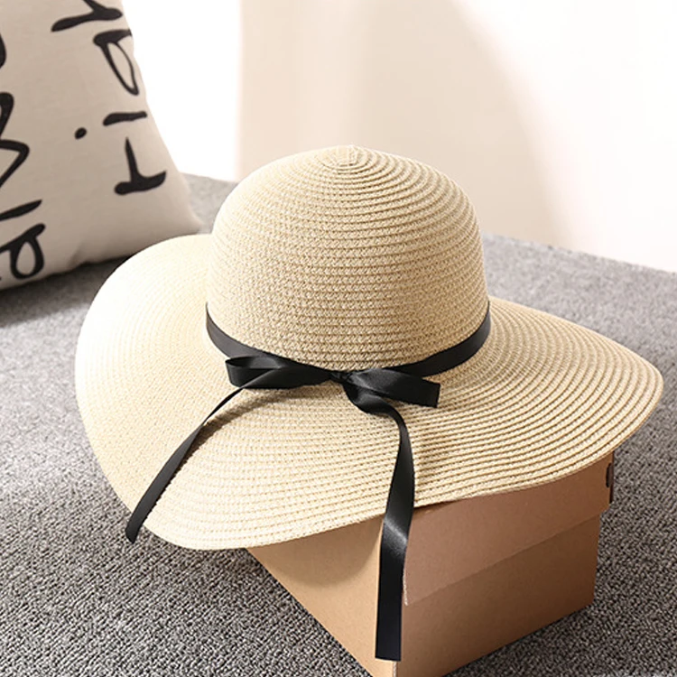 Wholesale low moq custom ribbon oem beach summer straw hat for women