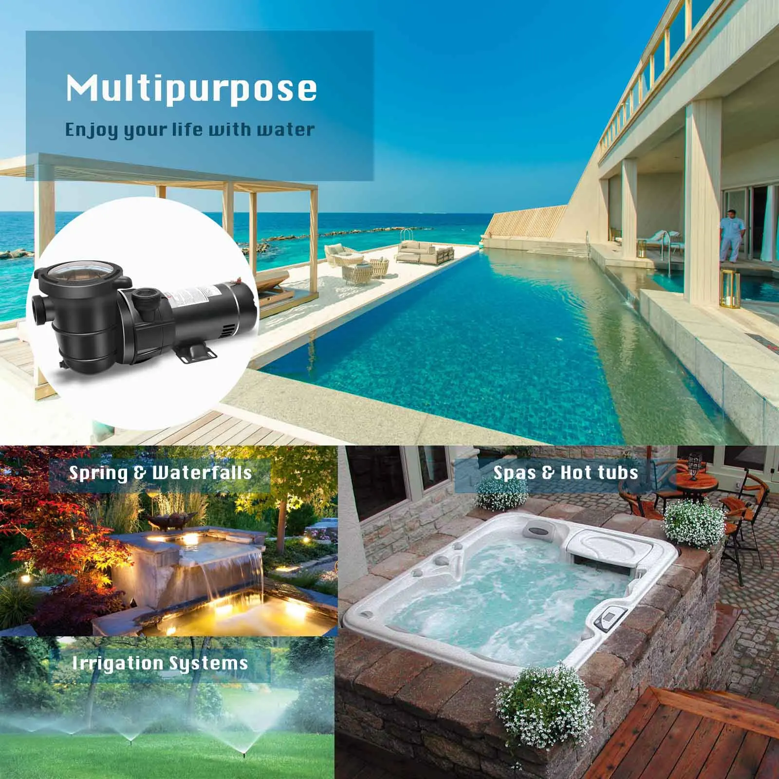 PB11504 DoE Compliant Extremely Quiet 2.0 hp pool pump with plug