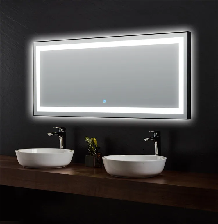 Hotel Illuminated Bathroom Mirrors Silver Bathroom Mirror with Led Lights