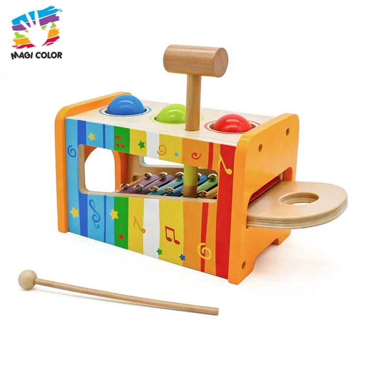 Toy Customize baby wooden musical toys with pound and tap bench W07C068