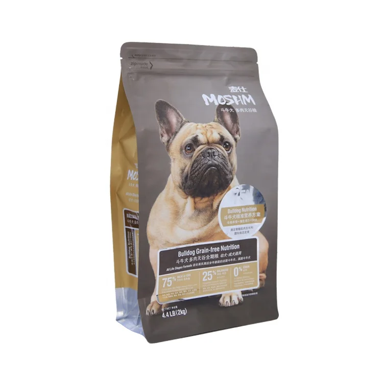 5KG 10KG 15KG 20KG 25KG plastic stand up flat bottom pet dog food packaging bag