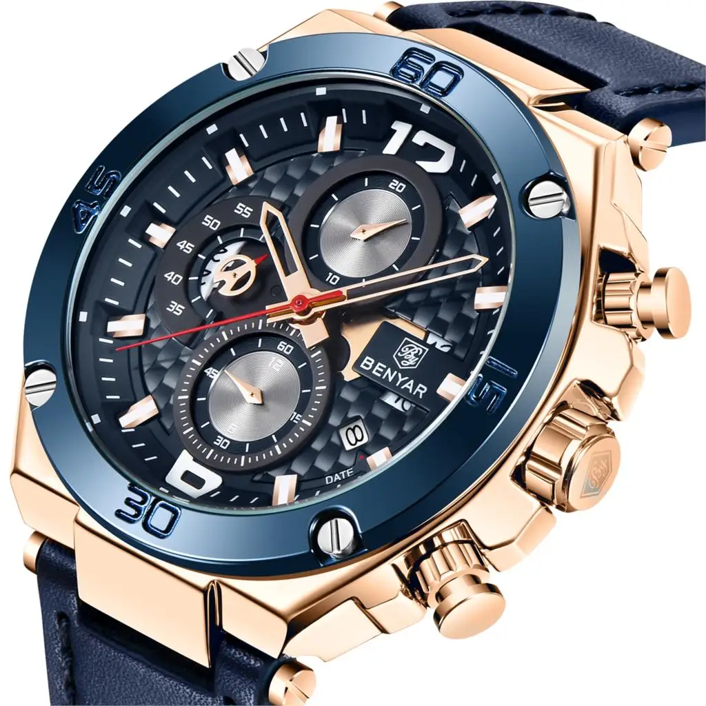 BENYAR 5151 relojes montre многофункциональные спортивные водонепроницаемые мужские кварцевые часы с хронографом