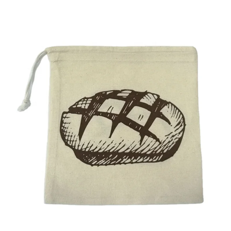 Reusable Bread Bag French Baguette Drawstring Bag Organic Cotton Bread Bag