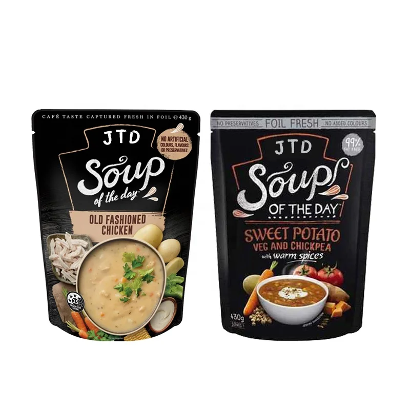 500pcs MOQ Custom Food Grade High Temperature121 Degree Retort Pouch for Instant Food Soup Sauce Packaging