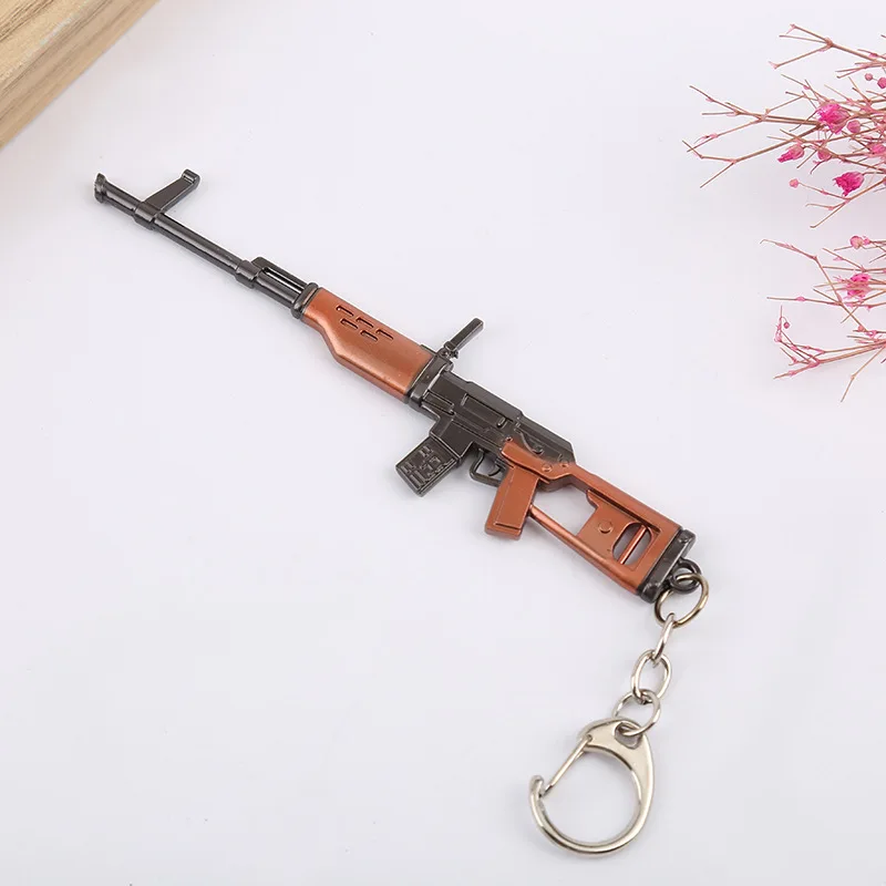 2024 Exquisite Mini Gun Model Solar Keychain Metal Fans Key Ring Toy Gift