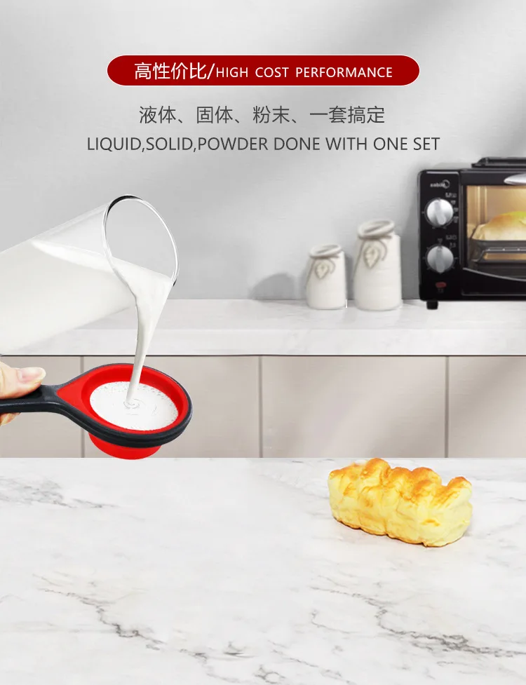 Wholesale  Foldable Measuring Cup And Spoon Multi-color 4-Piece Foldable  Measuring cups