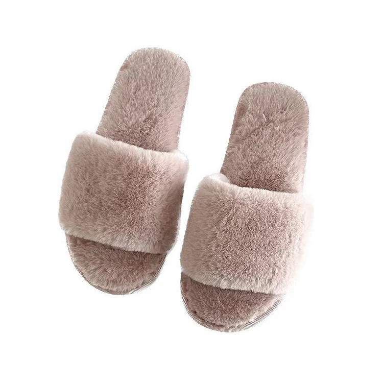 2023 wholesale Winter Plush One strap Elegant Indoor slippers for Women and Men Autumn New Design Home Flat Slippers for Ladies