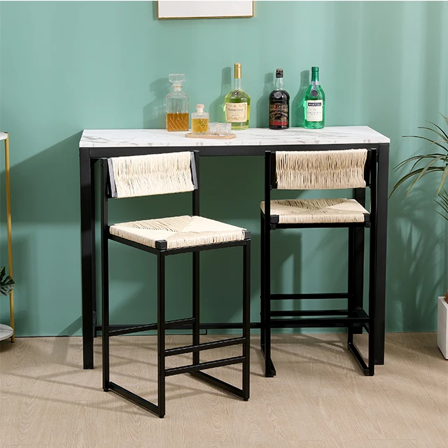 Dining Chair Black Metal Bar Stools Cushion Seat and Backrest, Stool Bar Pub cafe Kitchen Bar Counter Stool with Footrest