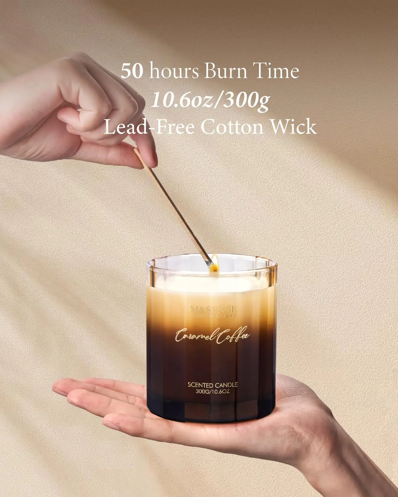 Wanhua Natural Soy Long Lasting Slow Burning Candle 10.6oz 60 Hours Burn Scented candles