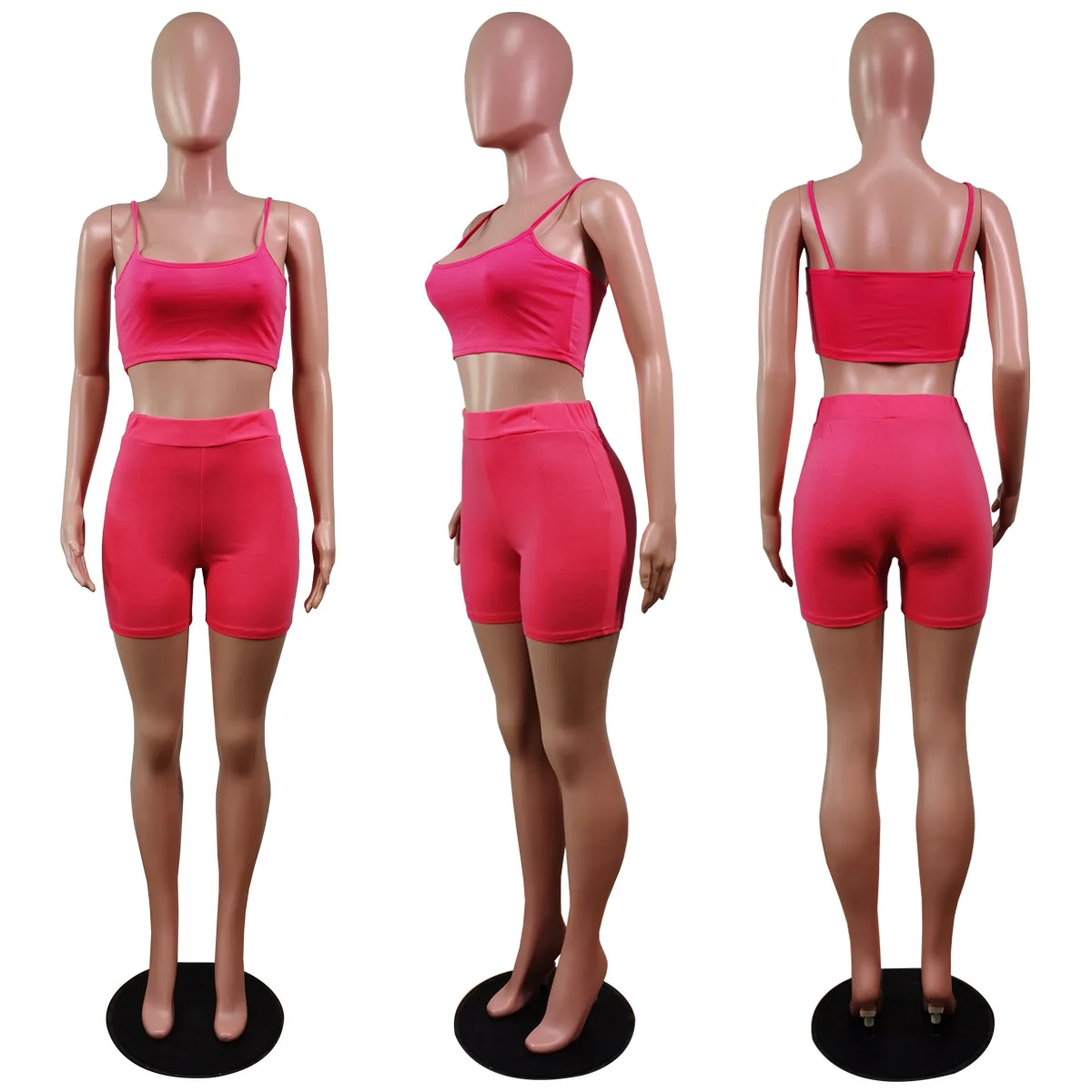 MT29-6672  2021 New Design Solid Short Pants Outfits Two Piece Shorts Set Women Clothing Summer Biker Short 2 Piece Set