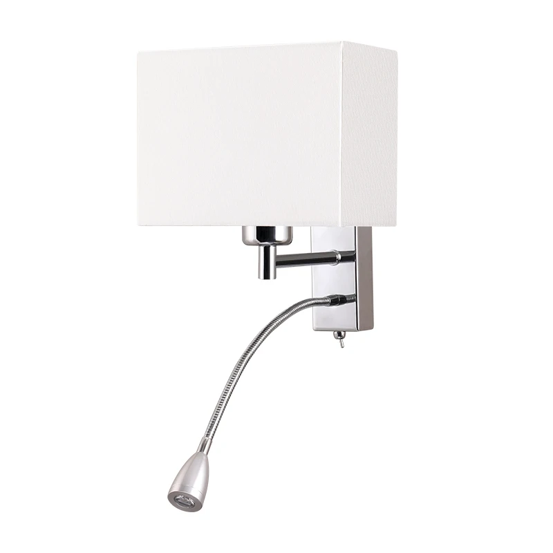 Квадратный тканевый абажур светодиодный прикроватный настенный светильник для спальни гостиной отеля гибкий бра с подсветкой чтения