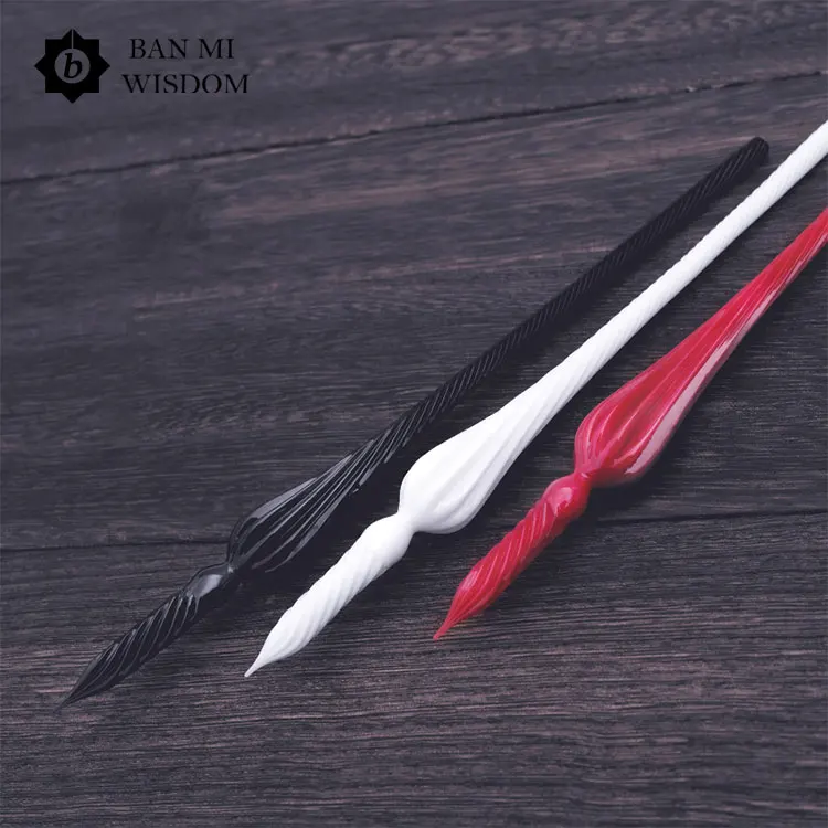 OEM Creative European style crystal glass dip pen gift signature calligraphy dip pen set with ink dip pen nib holder