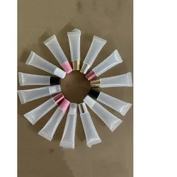 Ready stock 8ml 10ml 15ml 18ml plastic glossy Lip Balm clear White Cap squeeze lip gloss tube packaging lip gloss lid tube