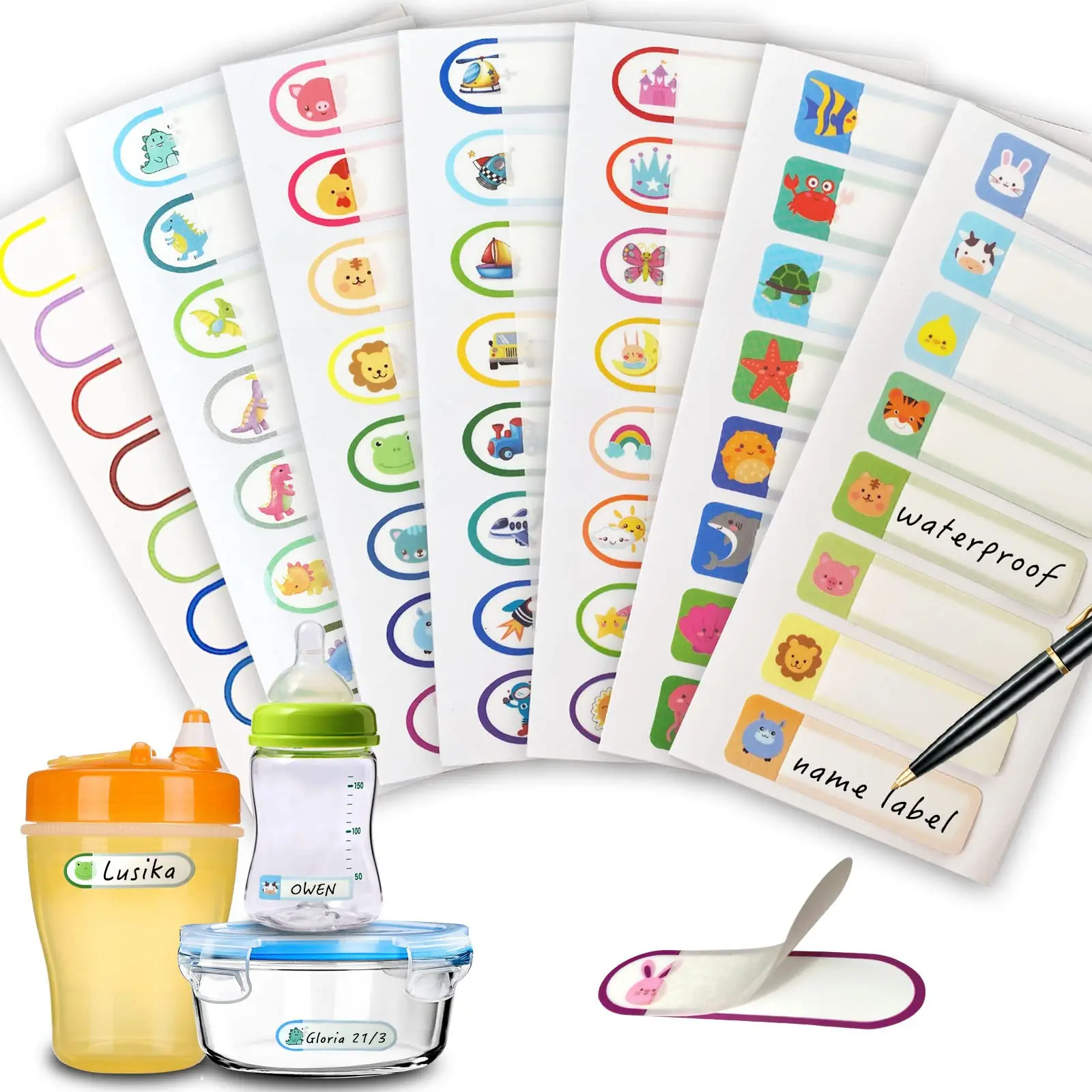 Name Tag Labels for Children Used on Bottles Boxes Multipurpose Bottles Labels for Daycare Waterproof and Self Adhesive