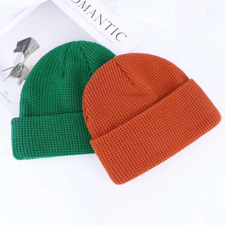 Qianzun manufacturers watch cap waffle knit customized hats knitting warm beanie hats for men and women