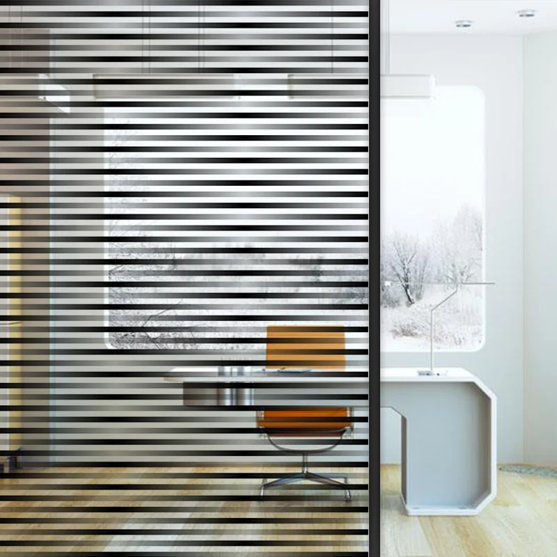 Black Short Thin Stripe Pattern Gradient glass window film