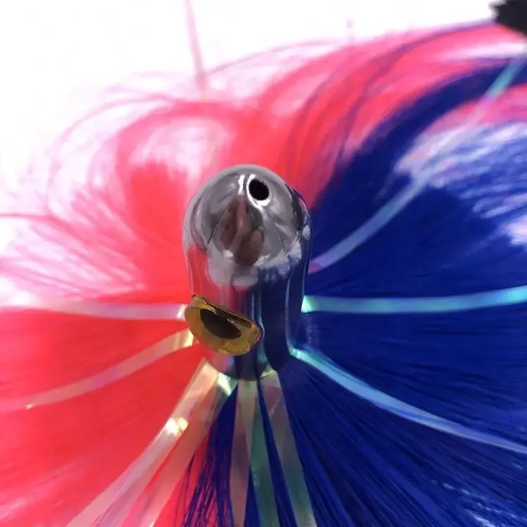 OEM 6.5inch/35G Bullet Head Trolling Lure with Nylon Hair Brass Head Saltwater Fishing Lures Marlin Lures
