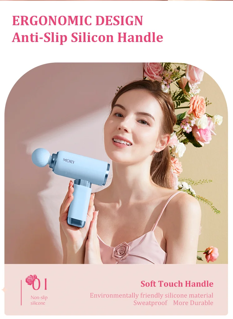 MORY Vibrating Cordless Brushless Gym Gun Massager Powerful Percussion Dropshipping Mini Muscle Massage Gun with LCD Screen