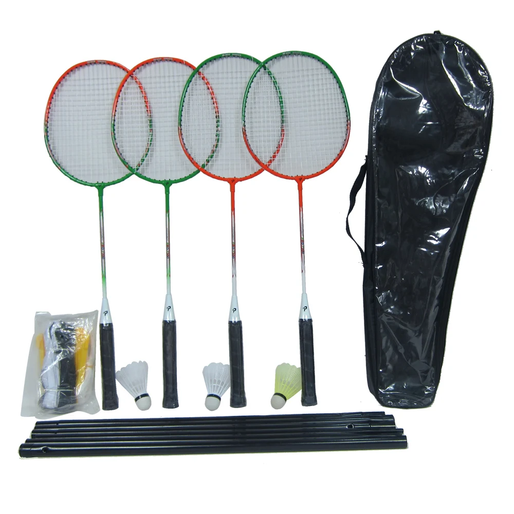 Customized badminton rackets set with bag and shuttlecock  4 Player Badminton Racket Set  With Net shuttcock for Famiy fun Sport