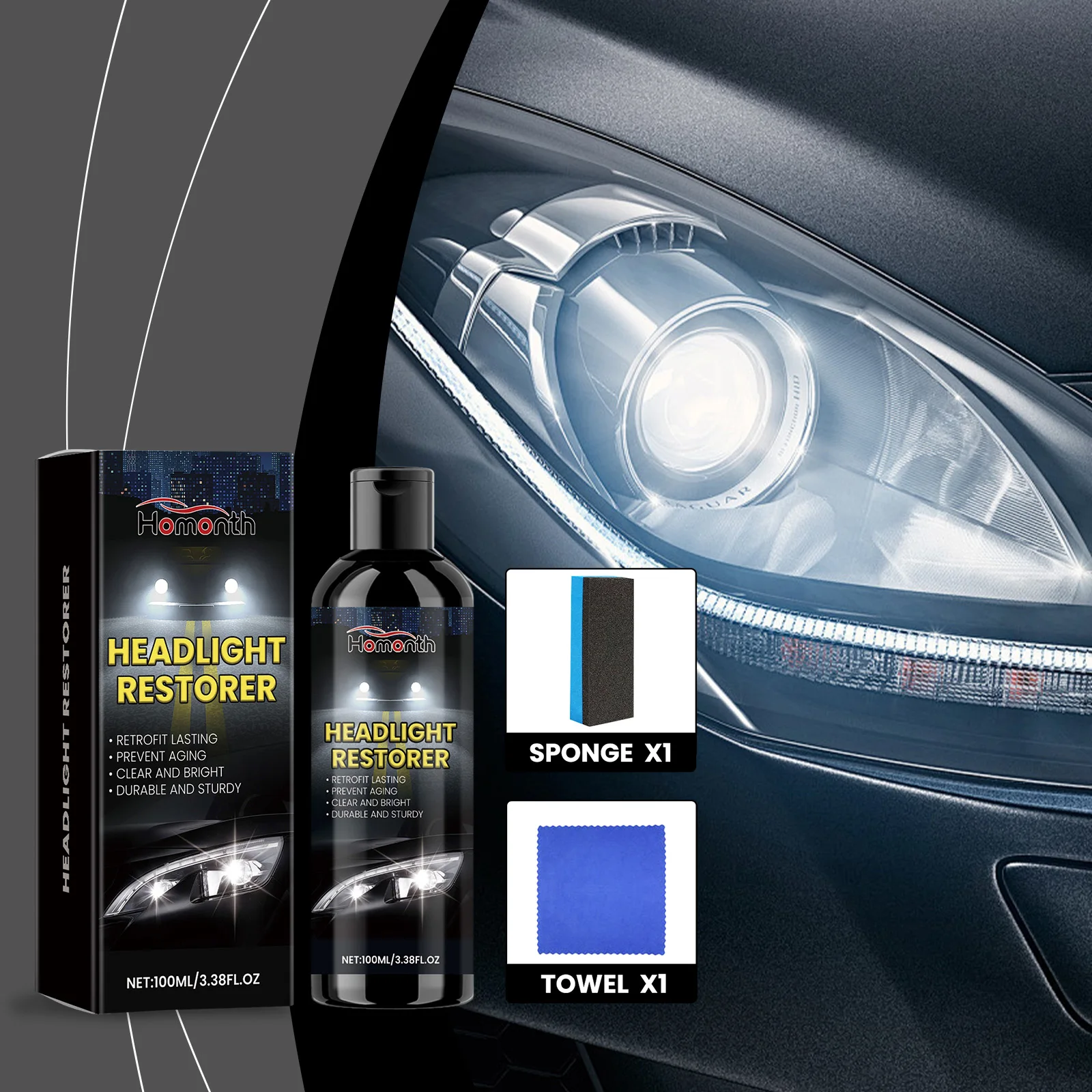 HOMONTH Restore Headlights Polishing Headlight Restoration Liquid Dust Proof Car Headlight Restoration Liquid