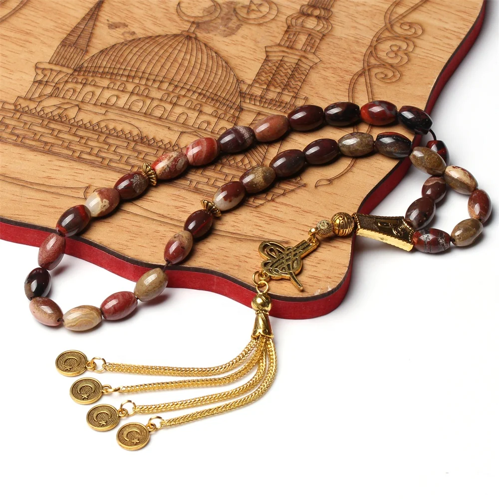 Islamic tasbih stone 33 turkish prayer beads oval size 8*12mm muslim rosary misbaha Ramadan Eid gift tesbih tasbeeh