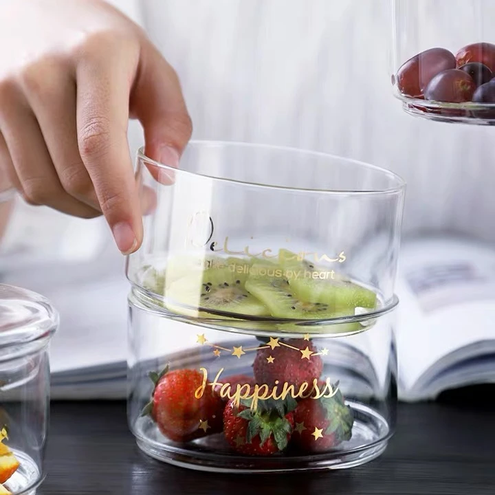 Storage Container Jar Clear Borosilicate Stackable Stack Glass Jar