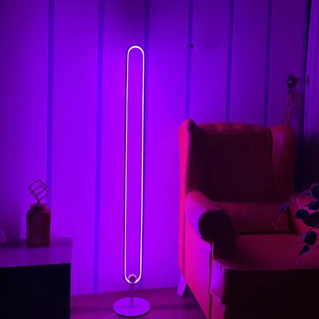 Drop Shipping Creative Room Vibe Corner Floor Lamps for Living Room Modern LED Tube Color Changing Puck Lights Warm and RGB