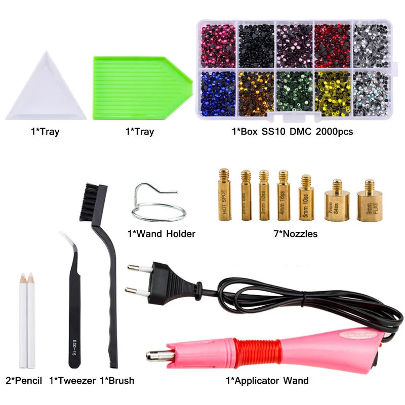 Cheap Factory Directly Sale Fast Heating Press Hot Fix Rhinestone Applicator Accessories Kit for Wedding Dress Shoes Crystal DIY