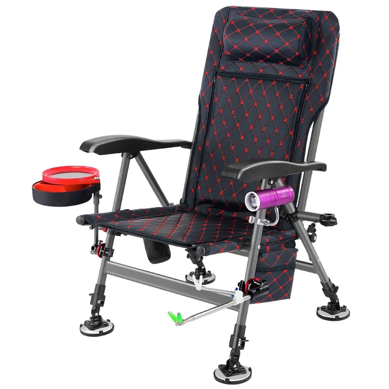 European-Style All-Terrain Folding Fishing Recliner Beach and Camping Chair Fabric for Leisure Fishing Can Lie or Sit