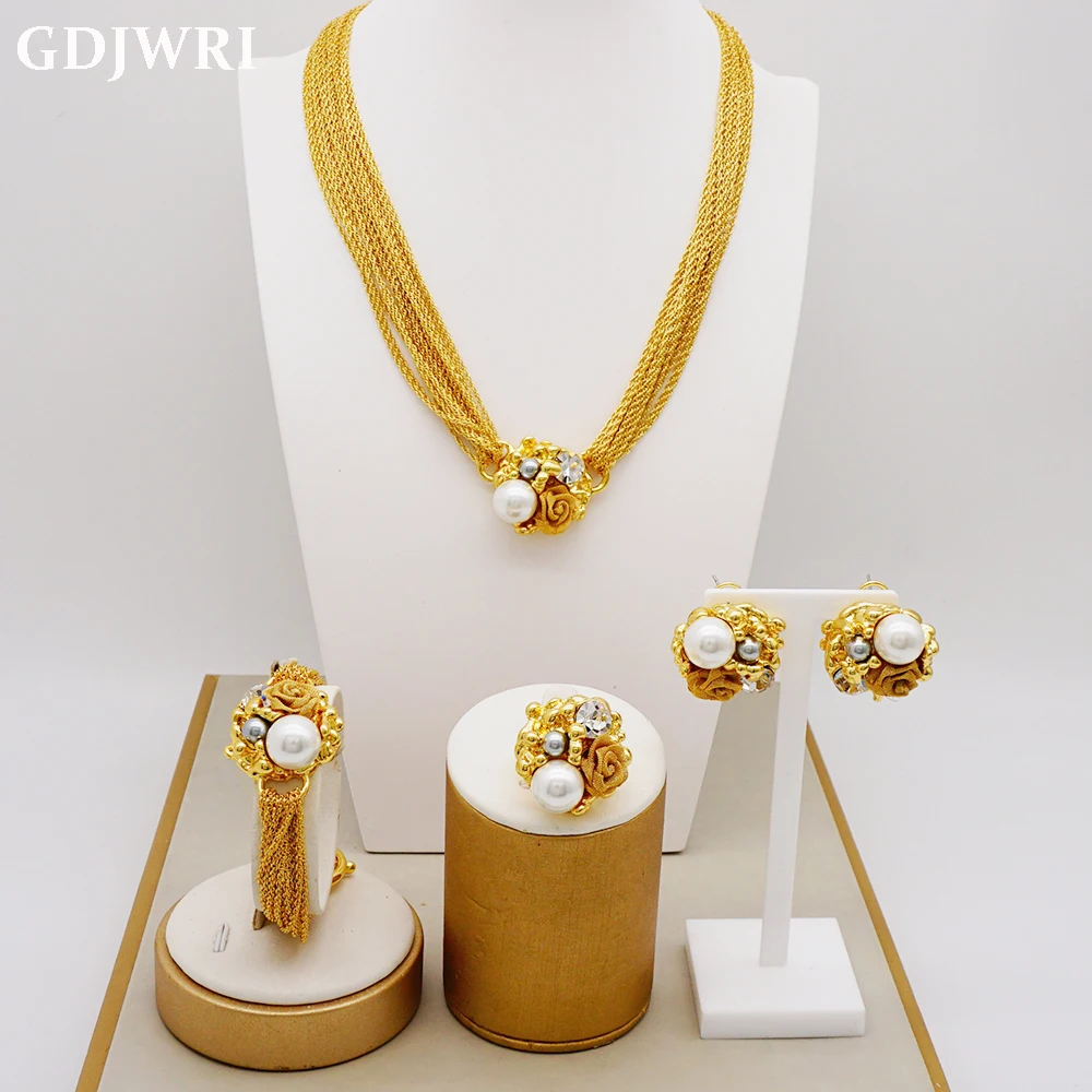 GDJWRI RA08 gift 18k pure gold wholesale price bulk brazilian gold plated jewelry set