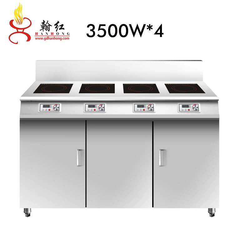 Restaurant 380v big power Commercial Freestanding Stainless Steel 3500W 4 Bunrer Electric Induction Cooking Stove Cooker