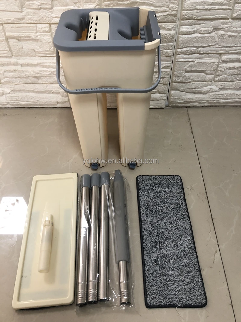 OEM Factory Supplying Dutch Bucket for Hand-free Flat Mop Magic Mop Bucket Floor Cleaning with 2 Microfibre Cloths 9.jpg