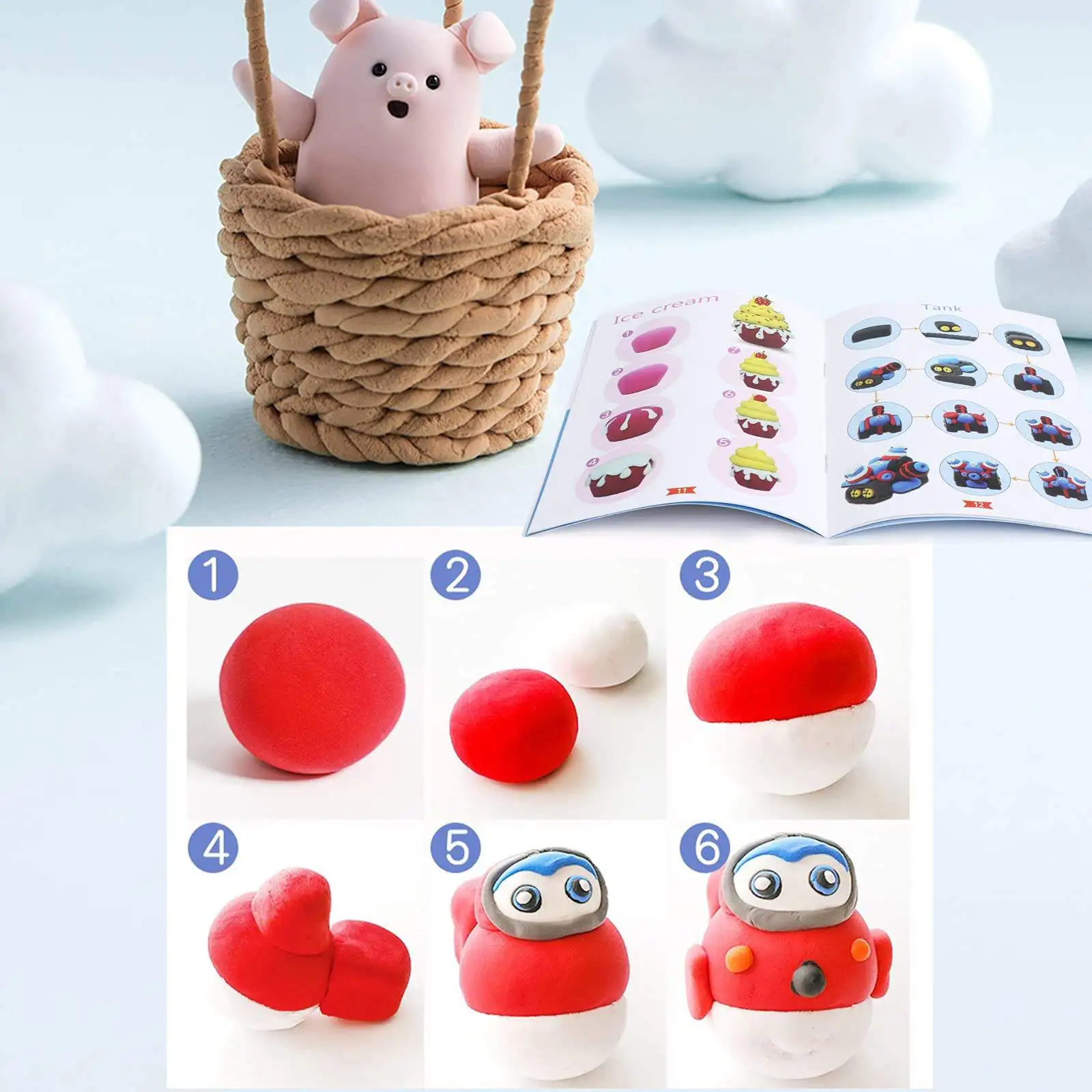 Air Dry Clay Colors Modeling Magic Clay with Sculpting Tools Non-toxic Self Drying Soft Play Dough for Kids Color Box Customized