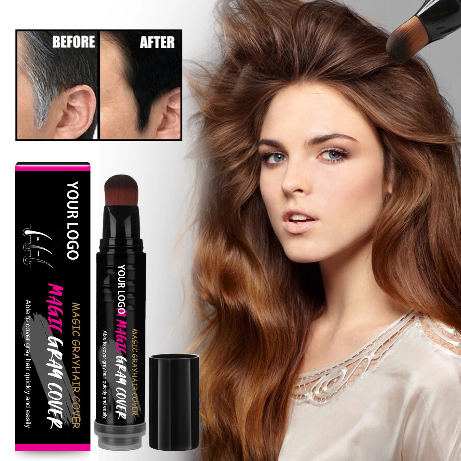Natural Haircolor Touch-Up Stick for Root Touch Up Semi-permanent Hair Beard Cover Coloring Dye Pen Hairline Filler Powder