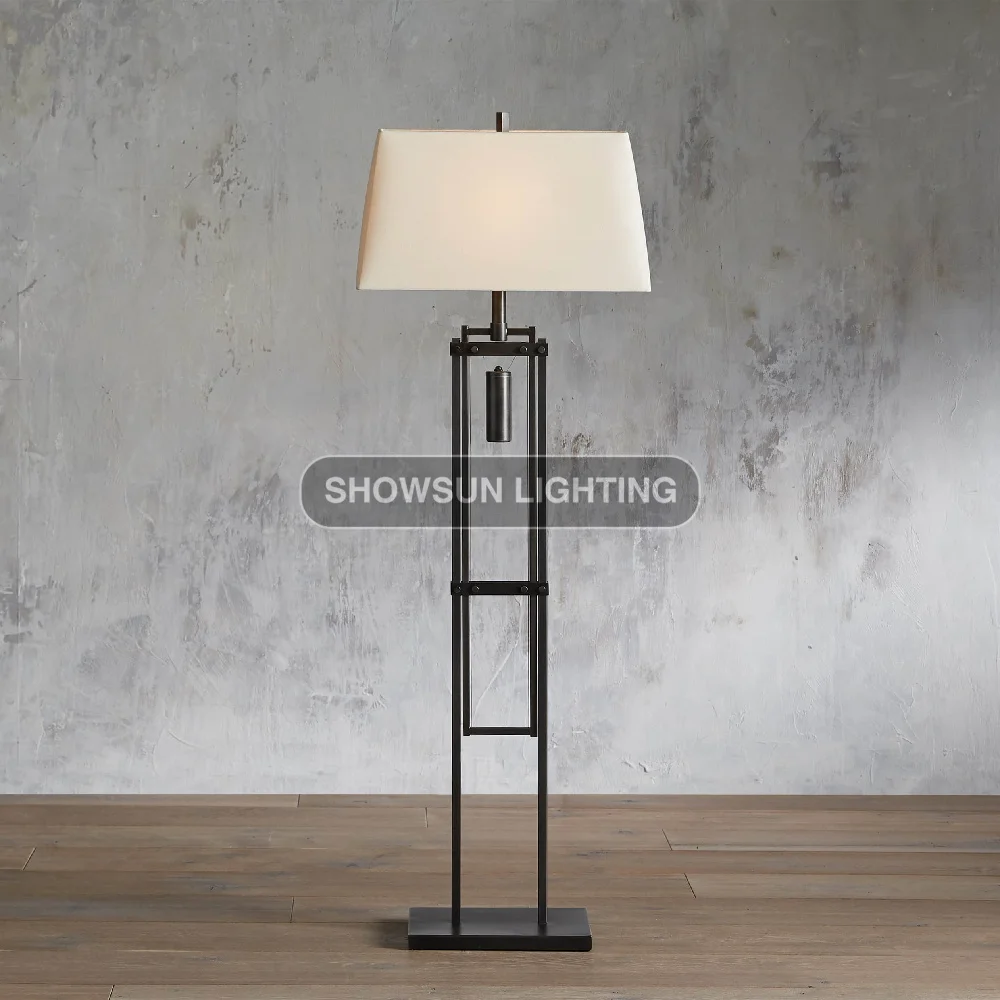 American retro luxury floor lamp living room bedroom study room medieval reading lamp standing floor lamp with fabric shades